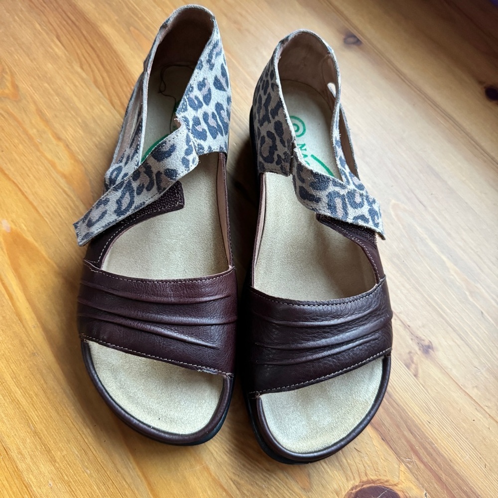 Naot leopard and brown sandals size 37 nwot